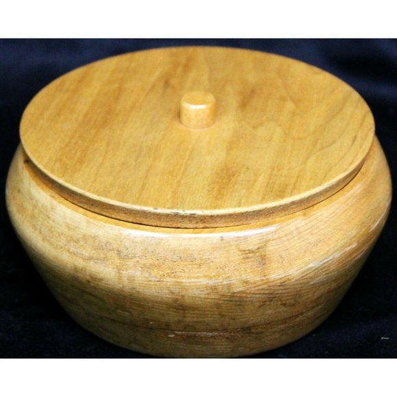 Vtg 1997 Wooden Carved Trinket Bowl Dish Candy Jim Marna Handcrafted Modern West - Picture 4 of 12